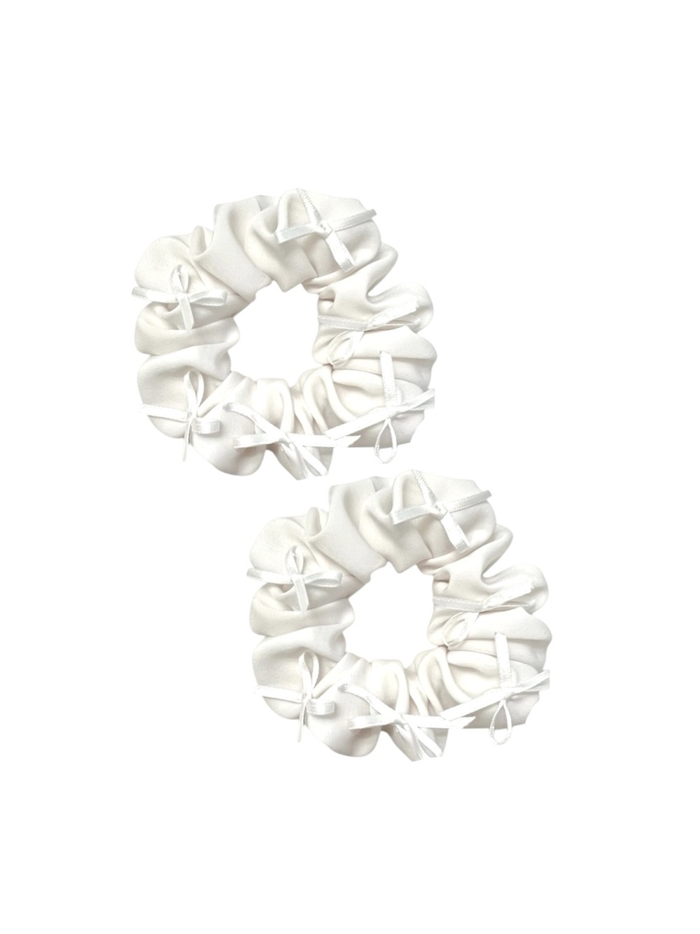 White Scrunchie Set with Ribbon Detail